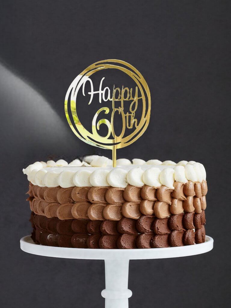 Gold Mirror Happy 60th Birthday Cake Topper - Online Party Supplies